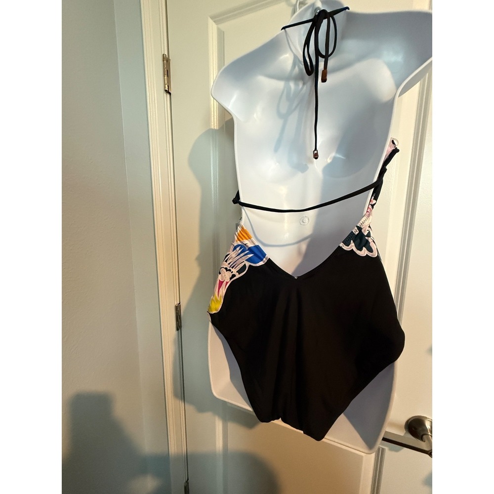Trina‎ Turk Women High Neck One-Piece Swimsuit Black Seychelles Size 14 NWT $162 - Picture 6 of 8